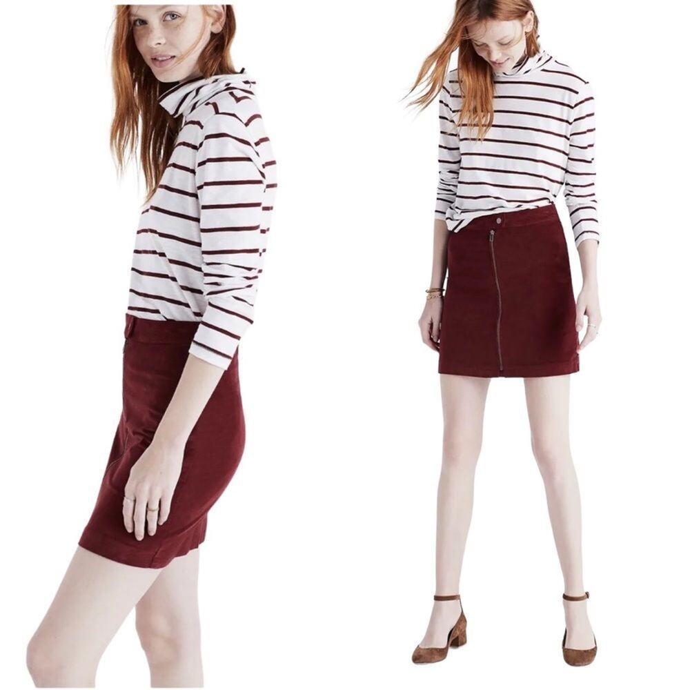 Madewell Merlot Studio Zip Skirt in Velvet Mini Skirt Size 0